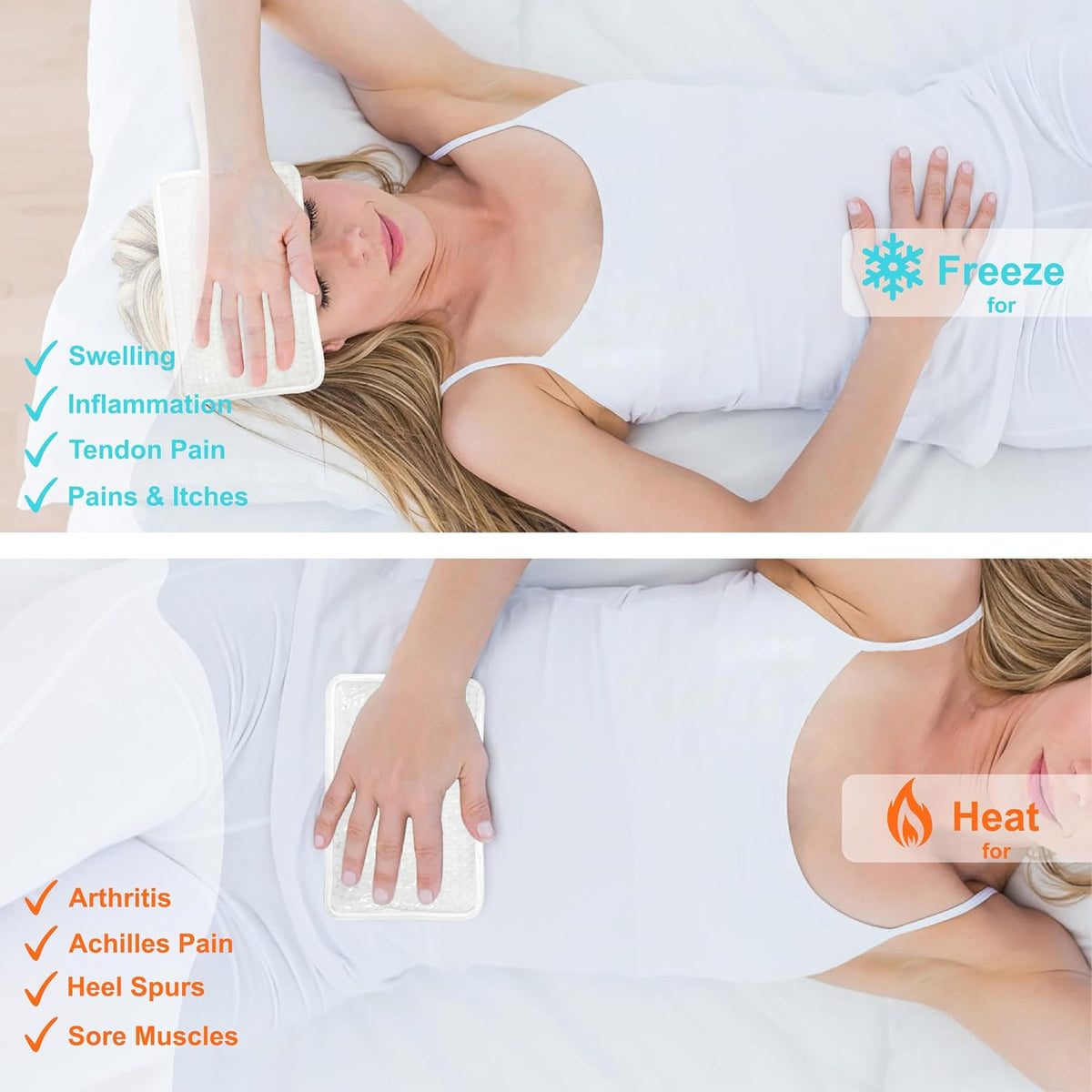 Gel Ice Packs for Injuries Reusable 2 Packs Hot Cold Gel Wrap with Strap