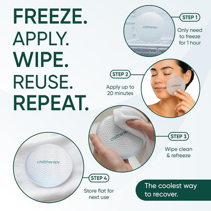 Chilltherapy Small Ripple Reusable Ice Pack for Face & Eyes, 4” Precision Cold Therapy Gel Pack, Flexible Silicone Cooling Pad for Puffy Eyes, Skincare & Targeted Relief, Compact Travel Size