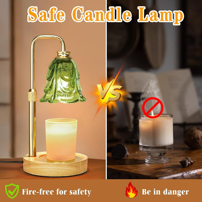 XJZJY Pink Flower Candle Warmer Lamp with Timer, Birthday Gifts for Women
