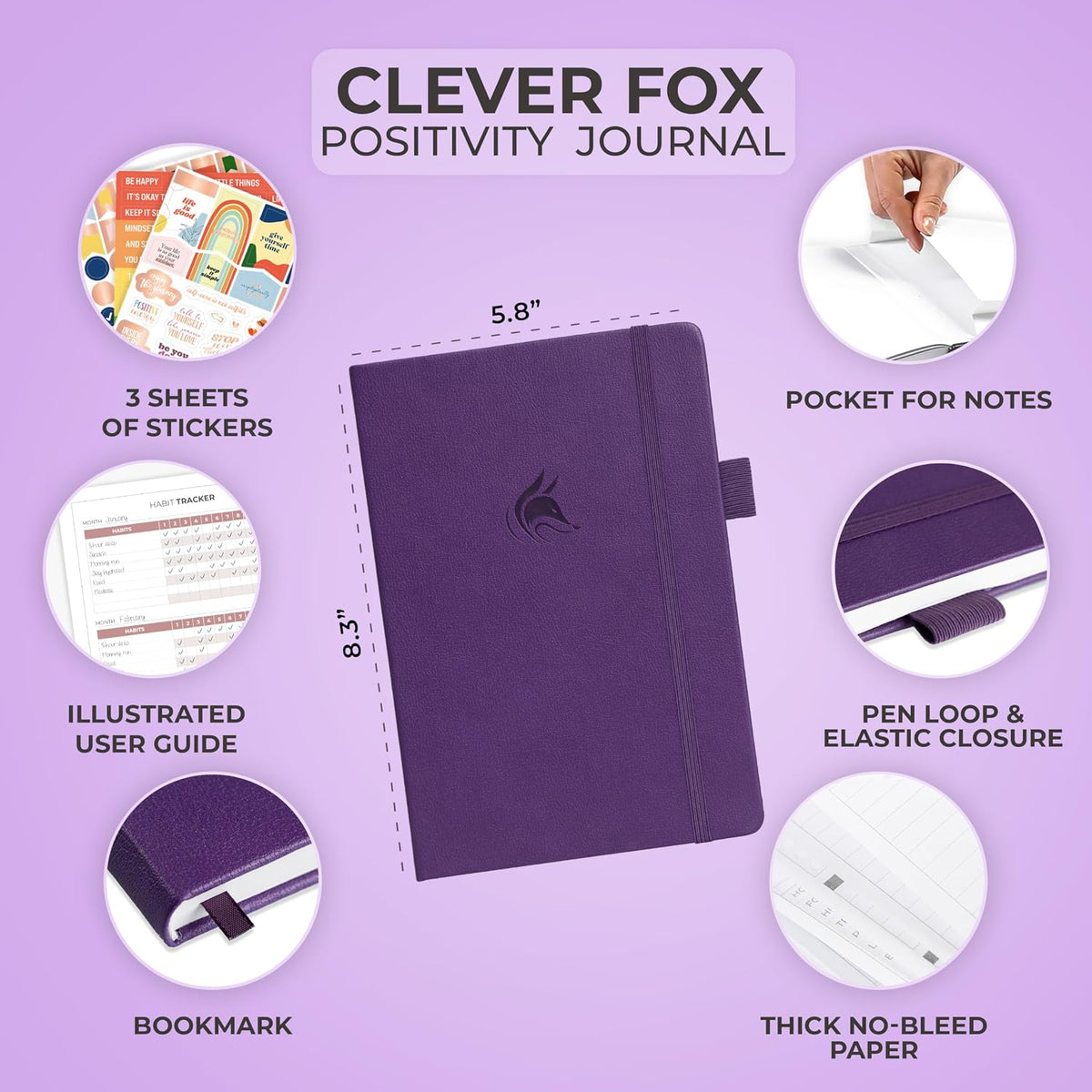Clever Fox Positivity Journal for Women, 5-minute Gratitude, Seashell