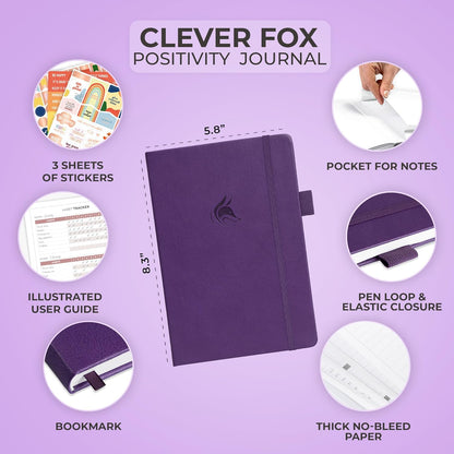 Clever Fox Positivity Journal for Women, 5-minute Gratitude, Seashell