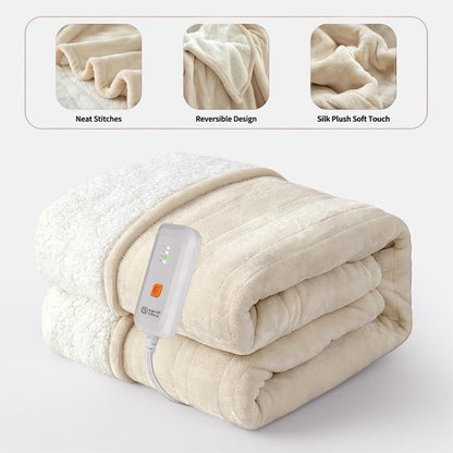 GOTCOZY Heated Blanket-Soft Plush Electric Blanket 50"X60"(Grey)
