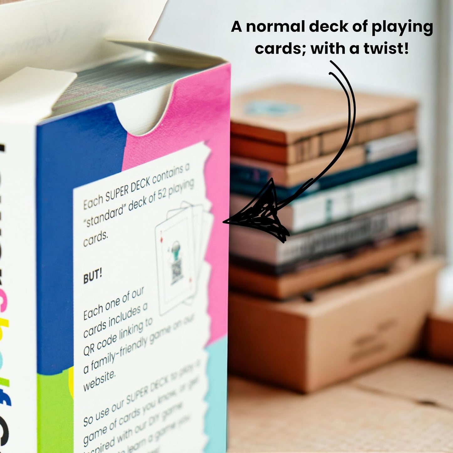 Super Deck, 52 Family Card Games with QR Code Tutorials, Interactive Playing Cards, Ages 13+