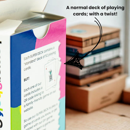 Super Deck, 52 Family Card Games with QR Code Tutorials, Interactive Playing Cards, Ages 13+