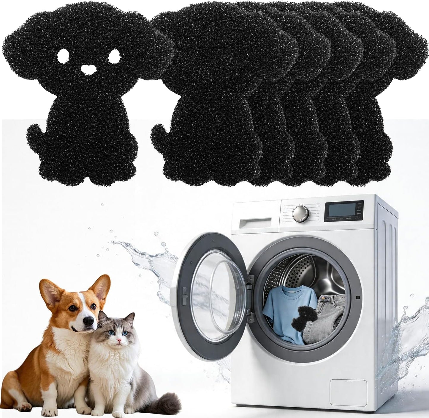 Hair Catcher for Clothes,Pet Hair Remover for Laundry, Reusable Fur Zapper Dog Cat Hair Catcher for Washing Machine & Dryer（6Pack）