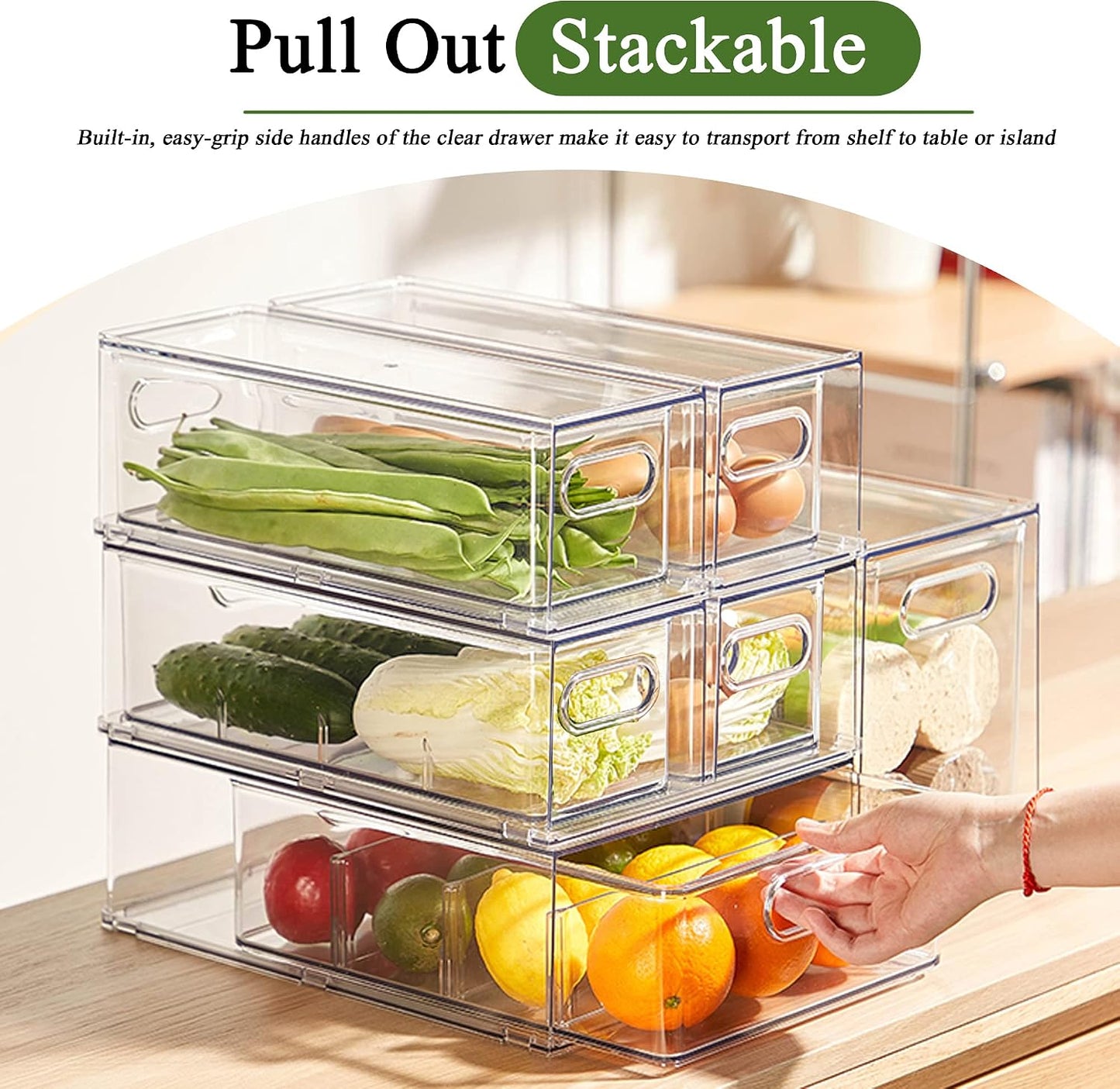 5 Pack Fruit Storage Containers for Fridge,Produce Container for Fridge with Removable Colanders,Leakproof Refrigerator Organizers and Storage for Produce Berry Vegetable Salad Meat Food Keep Fresh