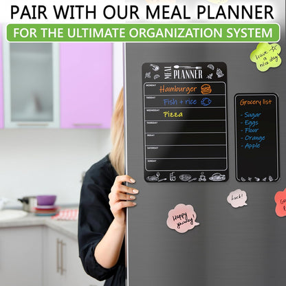 Dry Erase Board for Fridge 4.5 x 8.5 in - Magnetic Chalkboard for Fridge Whiteboard Magnet Black Shopping List - Fridge Magnetic Board Small Refrigerator Grocery List - Fridge Reminder Board