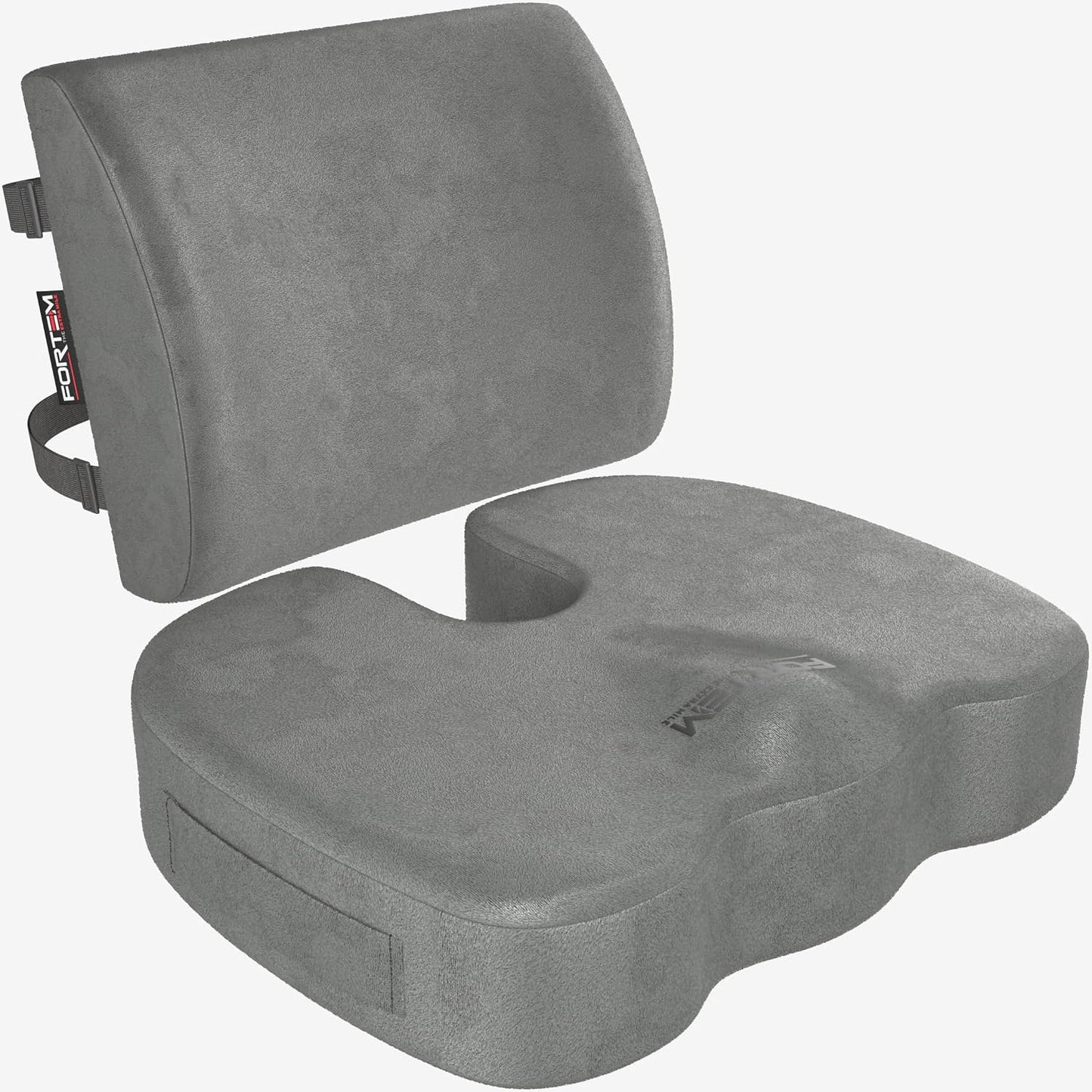 FORTEM Seat Cushion, Office Chair Cushion, Lumbar Support Pillow for Office Chair, Memory Foam Car Seat Cushions, Sciatica Coccyx Tailbone Pain Relief, Cushions for Back Support, Washable, Non Slip