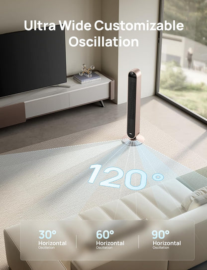 DREO Smart Tower Fan for Bedroom, 120° Oscillating Fan, 12 Speeds