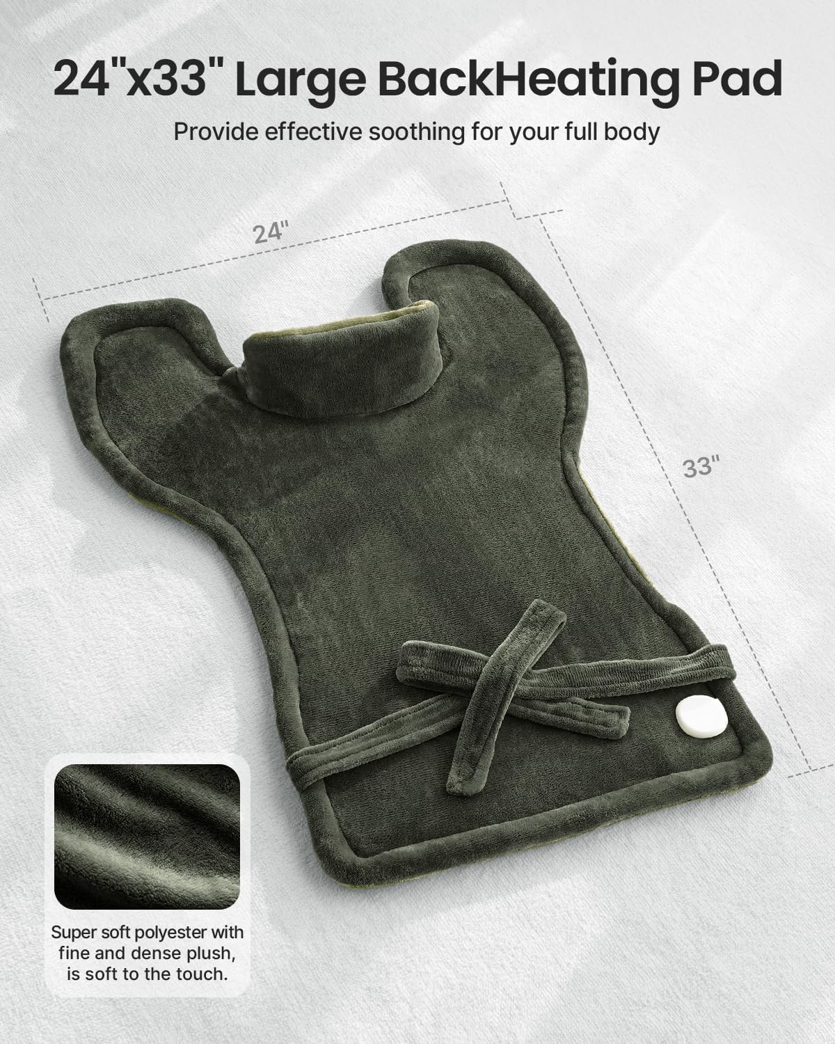 RENPHO Electric Heating Pad - 6 Heat Levels for Neck Shoulder and Back, Birthday Gifts for Women Men Mom Dad, Weighted Pad for Snug Fit, ETL Safety Certified, FSA Eligible, 24"x33" Gray
