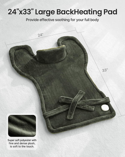 RENPHO Electric Heating Pad - 6 Heat Levels for Neck Shoulder and Back, Birthday Gifts for Women Men Mom Dad, Weighted Pad for Snug Fit, ETL Safety Certified, FSA Eligible, 24"x33" Gray