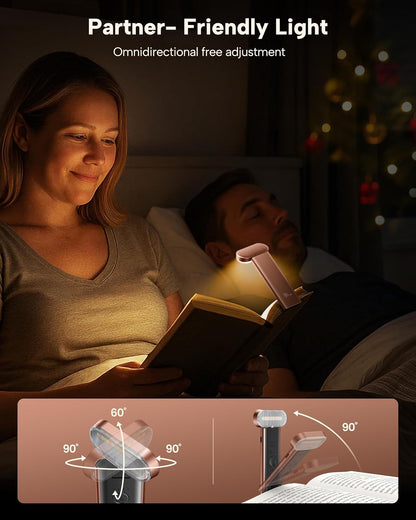 86lux Book Light, Rechargeable Reading Light for Book in Bed | 3 Color Modes & Stepless Dimming, Aluminum Alloy LED Bookmark Light for Book Lovers, Technology Black