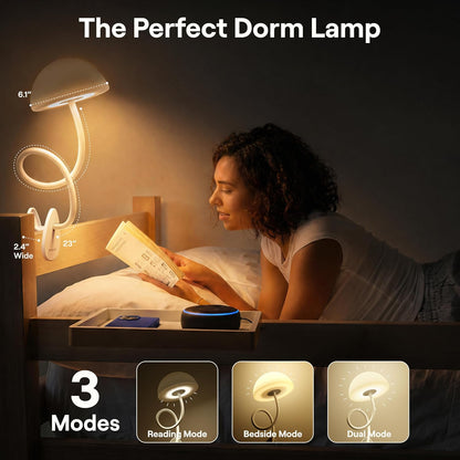 Shroommate Dorm Room Essential Clip On Bed Light for Dorm Room - Black