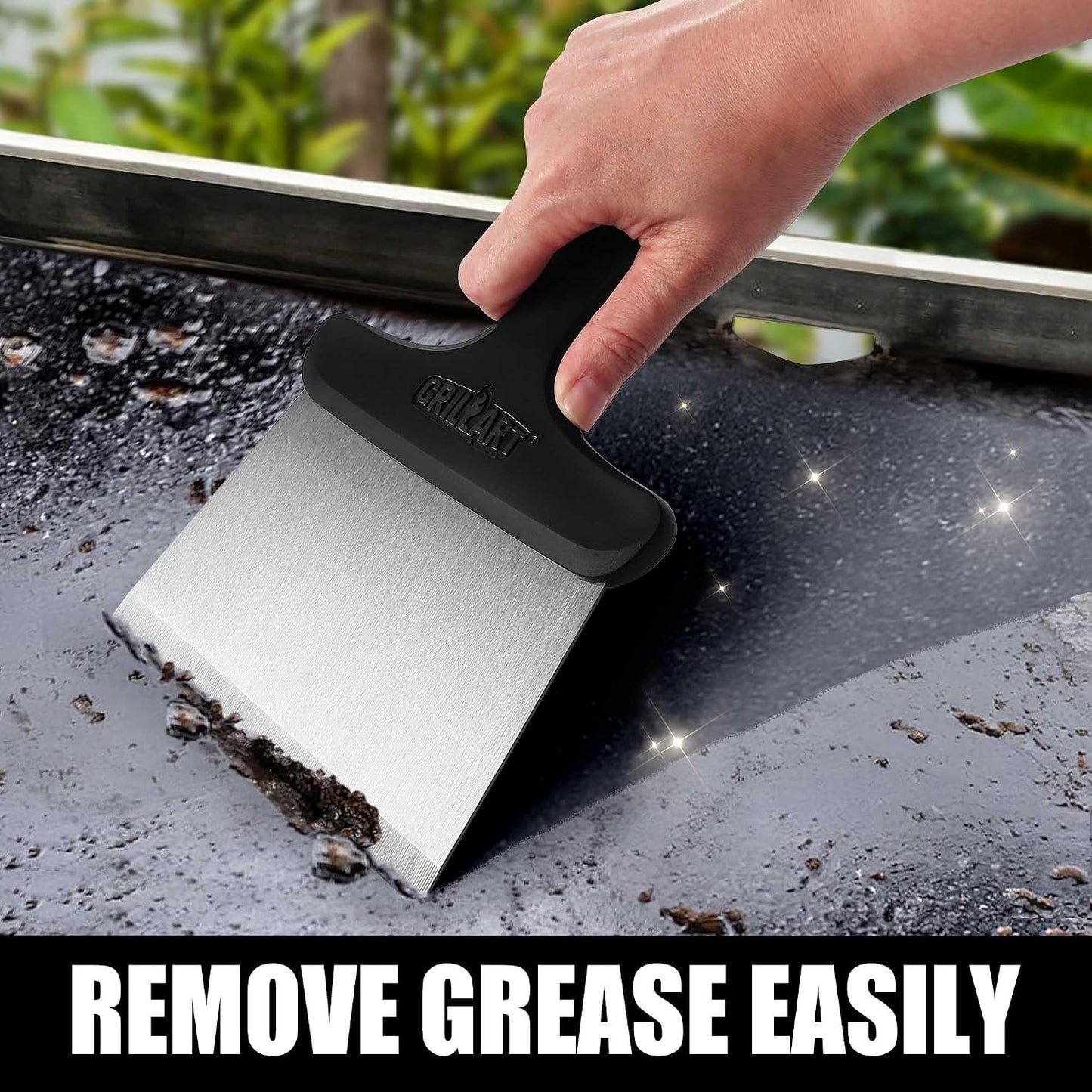 GRILLART Griddle Cleaning Kit for Blackstone, Griddle Accessories Kit | One Set for All, with High-Density Grill Stone, Thicker Griddle Scraper, Better Control Handle, For Revome Rust & Daily Clean