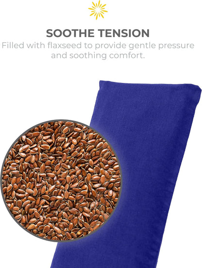 4-Pack Unscented Sateen Eye Pillows, Low-Luster, 9’’ x 4’’ Flaxseed Weighted Eye Mask for Sleeping, Hot or Cold Therapy for Relaxation, Migraine, and Headache, Assorted