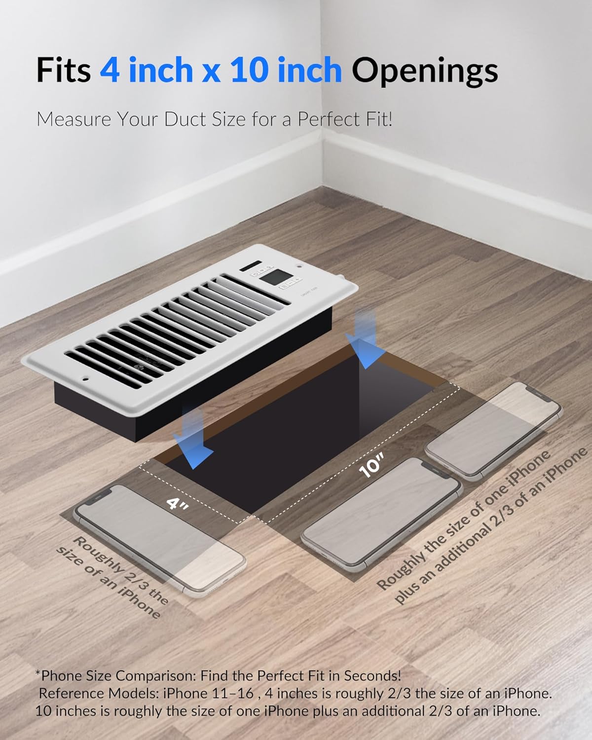 Howeall 4" x 10" Super Quiet Register Booster Fan - Upgrade Smart Register Vent with Ionizer and Dual Intelligent Thermostat Control - Heating Cooling Vent Fan Booster - Charleston Design (ORB)