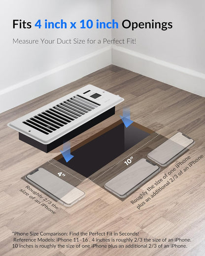Howeall 4" x 10" Super Quiet Register Booster Fan - Upgrade Smart Register Vent with Ionizer and Dual Intelligent Thermostat Control - Heating Cooling Vent Fan Booster - Charleston Design (ORB)