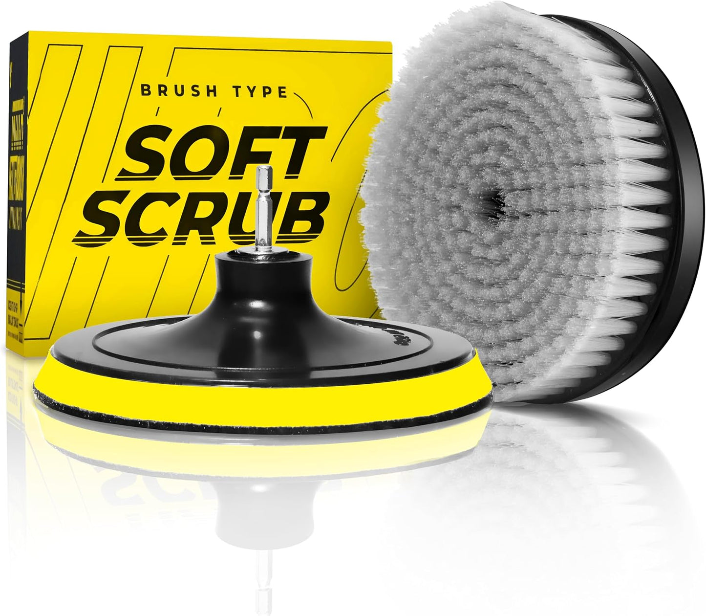 VViViD Drill Backing Plate + Power Scrub Brush Attachment, 150mm Diameter Large Surface Area, Medium-Stiffness Bristles