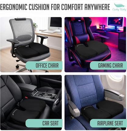 Cushy Tushy Premium Foldable Travel Seat Cushion - for Relief of Lower Back, Sciatic, Butt and Tailbone Pain - for Home & Office Use, Perfect for Travel or Driving - Coccyx Seat Cushion