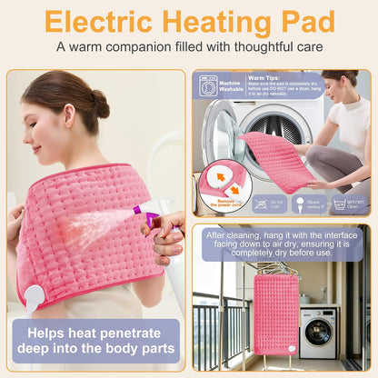 Heating Pad,Heated Blanket,Heating Pad for Back Neck,Grey,24x12 Inch | Electric Heating Pad,Dry/Moist Heat Heating Pads,Heating Pads for Shoulder,Abdomen,Heat Pad for Women Men,Birthday Gift