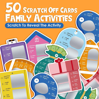 50 Family Scratch Off Adventure Cards for Kids & Adults, Fun Family Activity Game, Indoor & Outdoor Family Bonding Activities, Screen-Free Family Night Ideas, Gift for Ages 4+
