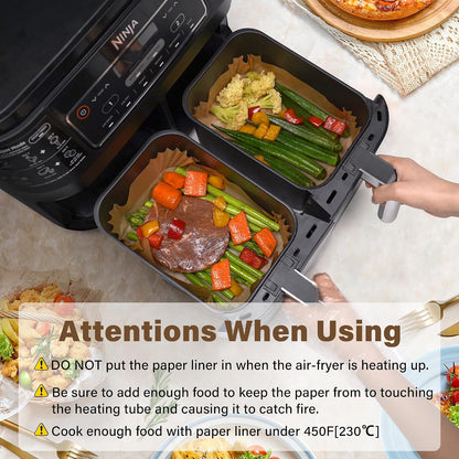 200pcs Air Fryer Liners Disposable, Air Fryer Liners, 8.7" Square Parchment Disposable Paper Liner for Air Fryer, Parchment Paper, Baking, Roasting and Microwave