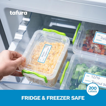 Tafura Freezer Food Labels, 200 Count, 1 x 3 Inch, Removable