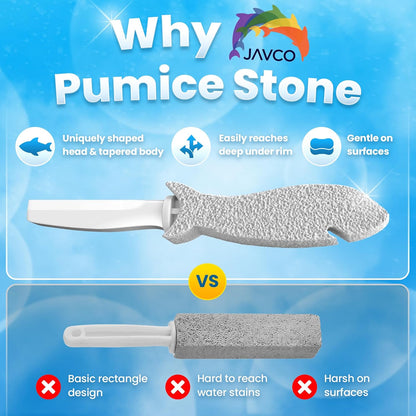 JAVCO Pumice Stone for Cleaning with Handle (4 Pack) – Scrubbing Stone for Porcelain, Ceramic and Tile, Pumiceshark for Toilet Cleaning (4, value pack)