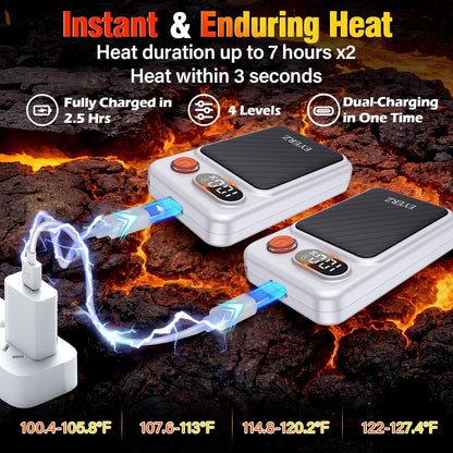 Electric Hand Warmers Rechargeable 2 Pack, Magnetic AI Hand Warmers with LED Display & 4 Levels, Portable Pocket Heater, Gifts for Christmas, Camping, Golf, Raynauds, Hunting, Women & Men