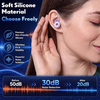 Tellegloww 10 Pairs Ear Plugs for Sleeping 30db Reusable Silicone Ear Plug