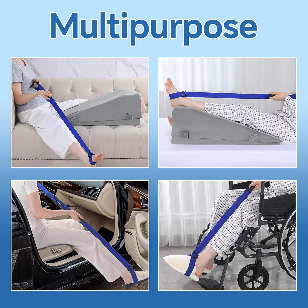 HOMBYS Leg Elevation Pillows for After Surgery, 2-in-1 Wedge Pillow with Leg Lifter for Hip Ankle Pain Relief, Adjustable Height Knee Surgery Recovery Equipment to Elevate Foot (Gray)