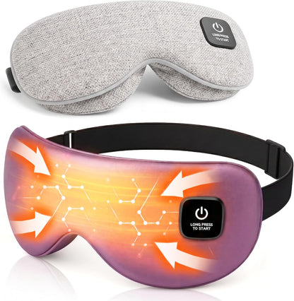 Cordless Heated Eye Mask for Dry Eyes Relief, Rechargeable Warm Eye Compress with 3 Temps, Washable Cover & Bonus Shell, Electric Eye Heating Pad for Sleep, Stye, Travel