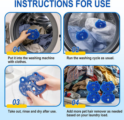 7 PCS Pet Hair Remover for Laundry, Reusable Dog Hair Remover Tool | Dog & Cat Hair, Reusable Pet Fur Catcher, For Washing Machine and Dryer, Lint Remover Tool, With White Mesh Storage Bag, Blue