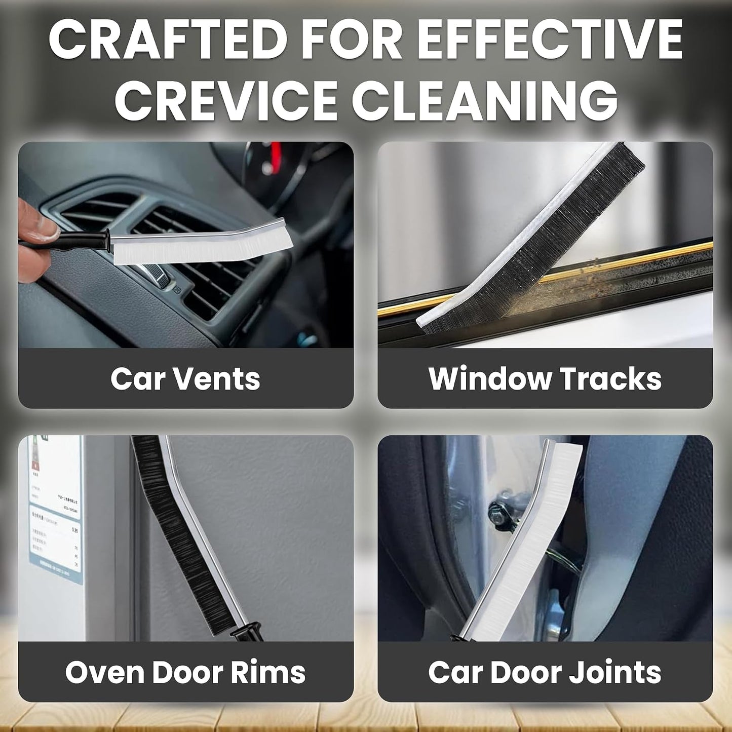 Crevice Cleaning Brush Set – 3Pcs Hard Bristle Cleaning Tools for Grout, Tile Floors, Gaps & Narrow Spaces – Small Grout Scrub Brush for Cleaning Bathroom, Shower, Window Tracks, Kitchen | Grout Scrub Brush for Tile Floors, Bathroom, Shower, Window