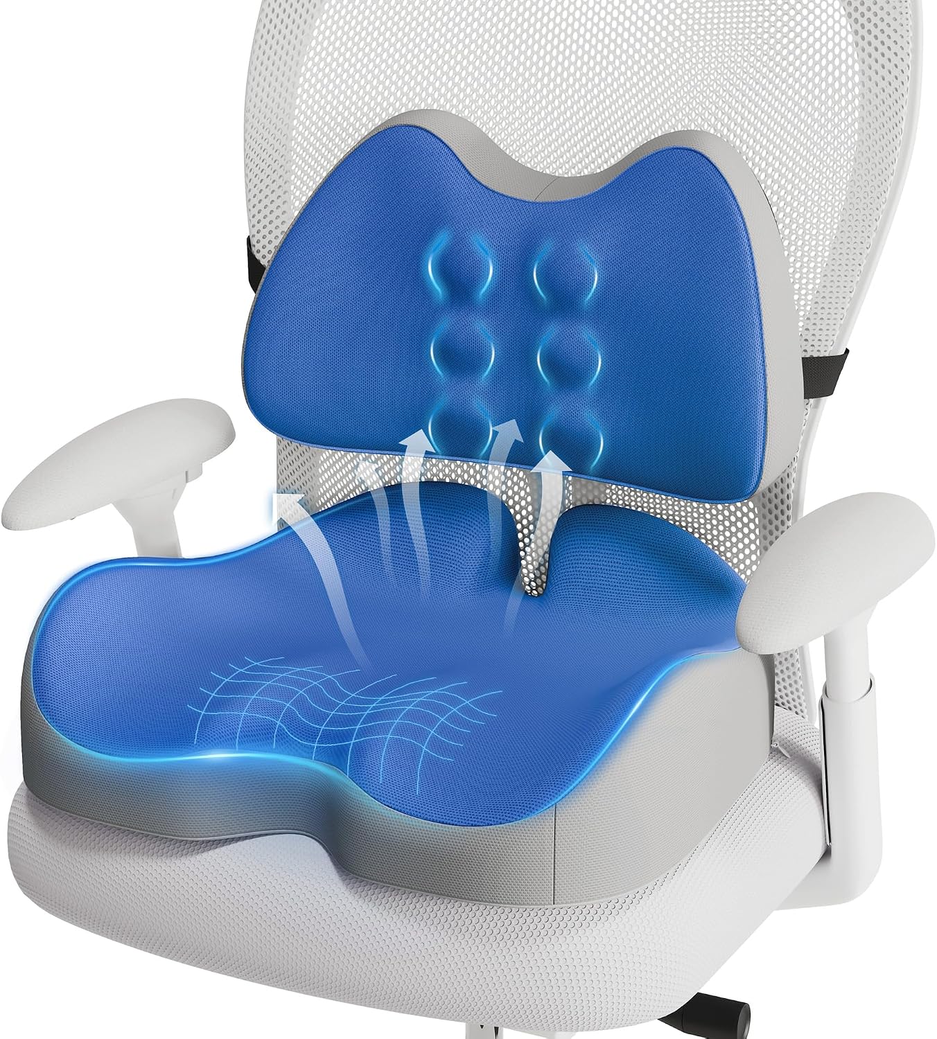 Benazcap Large Memory Foam Seat Cushion Lumbar Support Pillow for Sciatica & Tailbone Pressure Relief Coccyx Pad for Office Chair, Wheelchair, Car, Home, Office