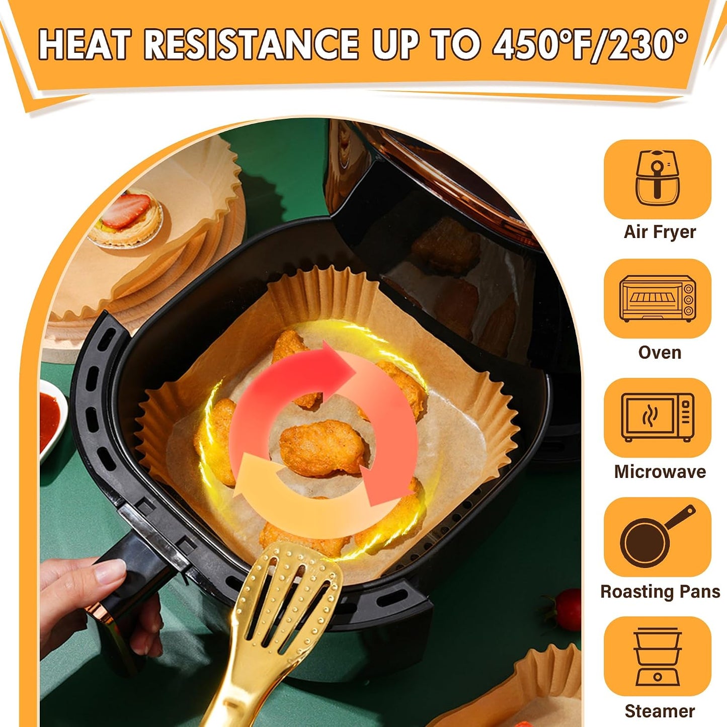 Air Fryer Liners, 8" Parchment Paper for 5-8 QT | Food-Grade Air Fryer Liners Disposable, Oil-Proof, Greaseproof for Baking, Roasting, Microwave Airfryer Baskets Accessories