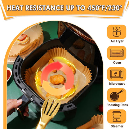 200pcs Air Fryer Liners Disposable, Air Fryer Liners, 8.7" Square Parchment Disposable Paper Liner for Air Fryer, Parchment Paper, Baking, Roasting and Microwave