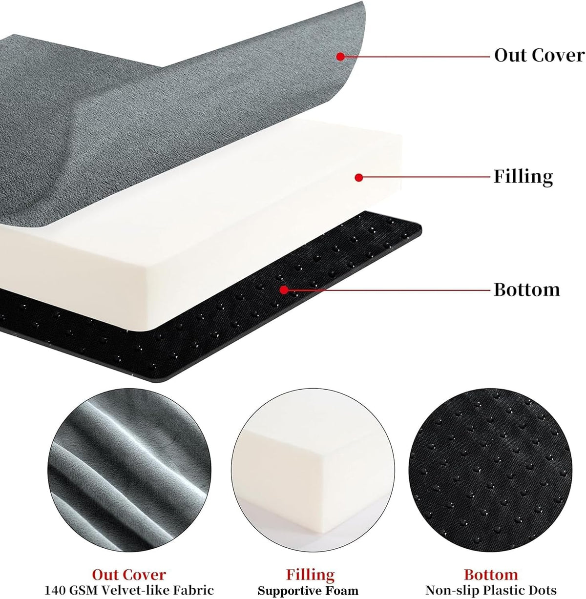 HOMBYS Foam Lumbar Support Pillow for Recliner with Recliner Chair Seat Cushion-Thick Seat Cushion for Elderly with Long Back Support, Extra Large & Non-Slip, Brown