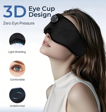LC-dolida Sleep Headphones, White Noise Bluetooth Sleep Mask 3D Breathable Wireless Eye Mask for Timing, Sleep Mask with Bluetooth Headphones for Side Sleepers Travel Yoga, Cool Gadgets for Women Men