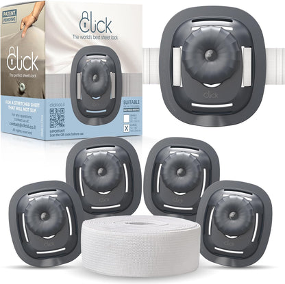 Click Bed Clips to Hold Sheets - Sheet Clips & Straps Keep Sheets in Place Firm & Tight on Single and Twin Bed, Heavy Duty Sheets Holders & Mattress Clips to Keep Sheets on Single & Twin Beds
