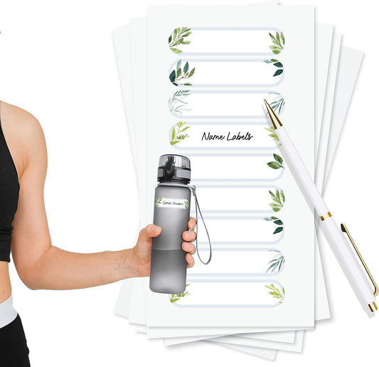 ThreeKin Waterproof Labels for Bottles and Containers - Custom Stickers - All-Purpose and Personalizable - Dishwasher, Freezer and Microwave Safe - BPA-Free - USA-Owned (Greenery)