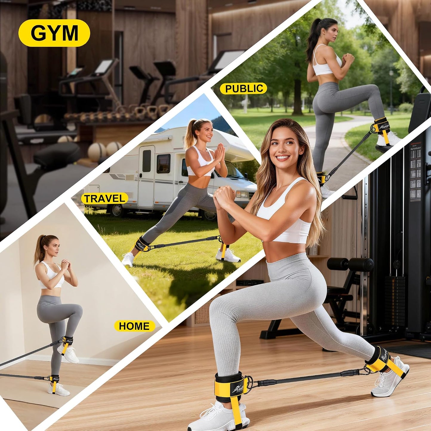 HPYGN Ankle Strap for Cable Machine, Padded Ankle Straps for Cable Machine Kickbacks, Glute Workouts, Leg Extensions, Curls, Booty Hip Abductors Exercise, Adjustable Comfort Ankle Cuff for Gym