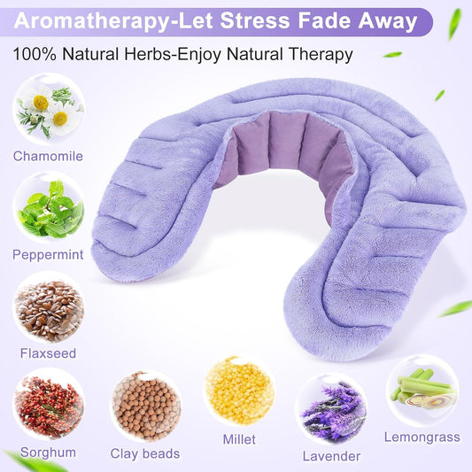 SuzziPad Neck & Shoulder Heating Pad Microwavable for Discomfort Reduction | Shoulder Heated Pads for Chronic Necks Fatigue, Reduce Muscle Tightness & Stress, Microwave Warmer with Moist Heat, Grey