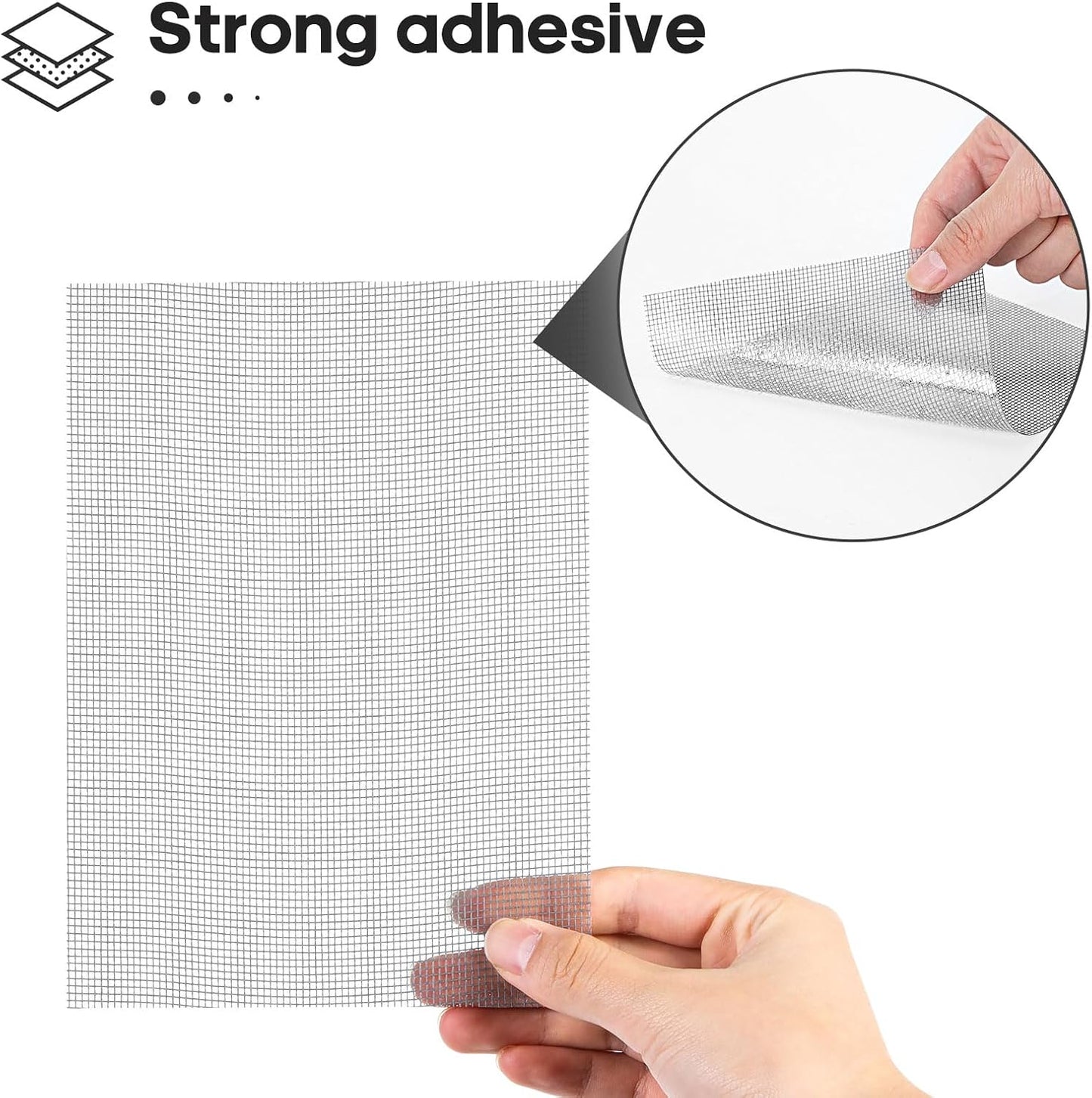 Secopad 6 PCS Screen Patch Tape, 5" X 7" Window Screen Repair Kit, Black | Quick Repair, Strong Adhesive, Easy to Use, For Mesh Window & Door, Cuttable Fiberglass, No Tools Needed
