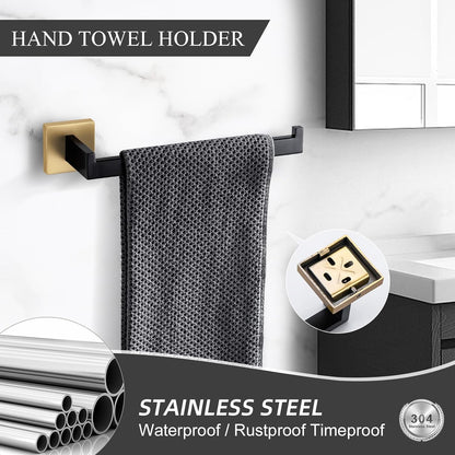 TURS Bathroom Hardware Set Black 4-Piece Towel Bar Set Include 24 Inch Towel Bar Hand Towel Holder Towel Hook Toilet Paper Holder with Shelf Wall Mounted Stainless Steel Bathroom Accessories Set