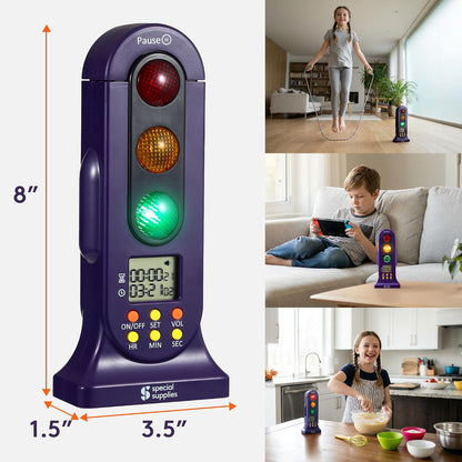 Special Supplies Stoplight Audio Visual Timer for Kids with Lights and Stopwatch Timer - Home and Classroom Timer for Time Management and Routines - Ages 3+