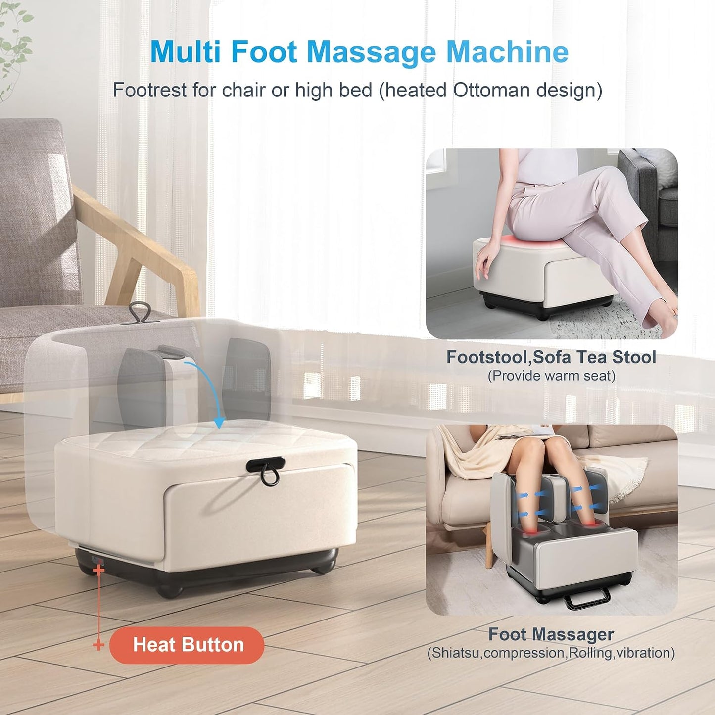 COMFIER 2 in 1 FSA Foot Massager Machine, HSA Shiatsu Foot and Calf Massager with Heat,Kneading,Vibration,Compression Massagers for Feet Health,Ankle & Leg Tired, Plantar Fasclitis,Gift for Men Women