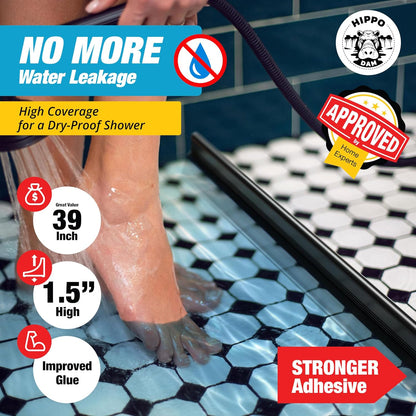 67" White Shower Threshold Water Dam Barrier, 1.5" Tall Water Stopper Strip | Flexible 1.5-inch-tall door seal helps contain splashes, block leaks and keep bathroom floors dry around walk-in showers