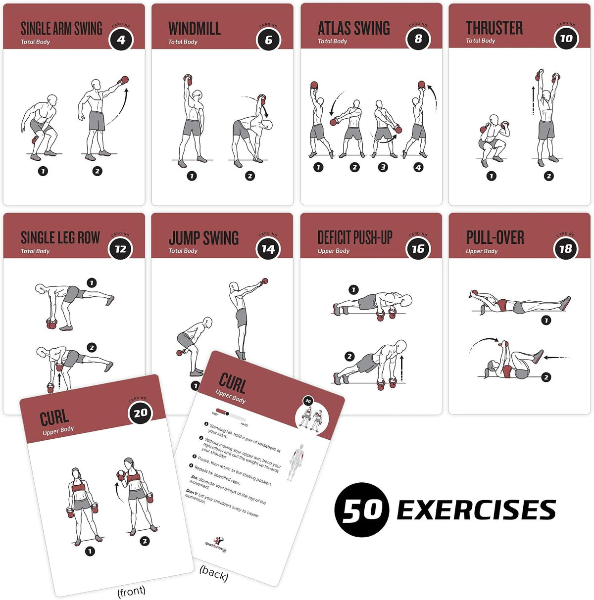 NewMe Fitness Pilates Workout Cards, Fitness Deck for Women and Men