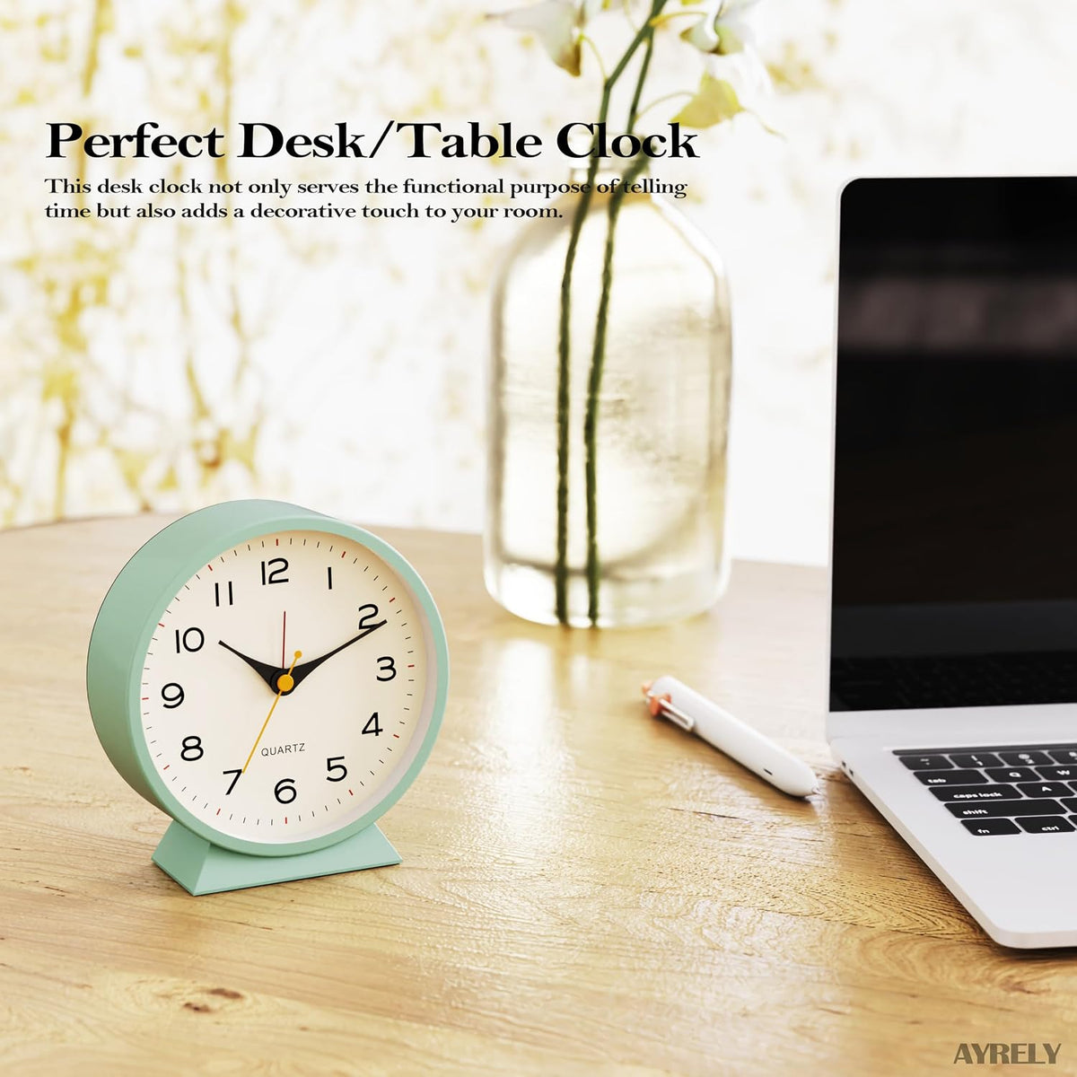 AYRELY® 4.5" Analog Alarm Clock, Small Retro Desk Clock and Table Clock